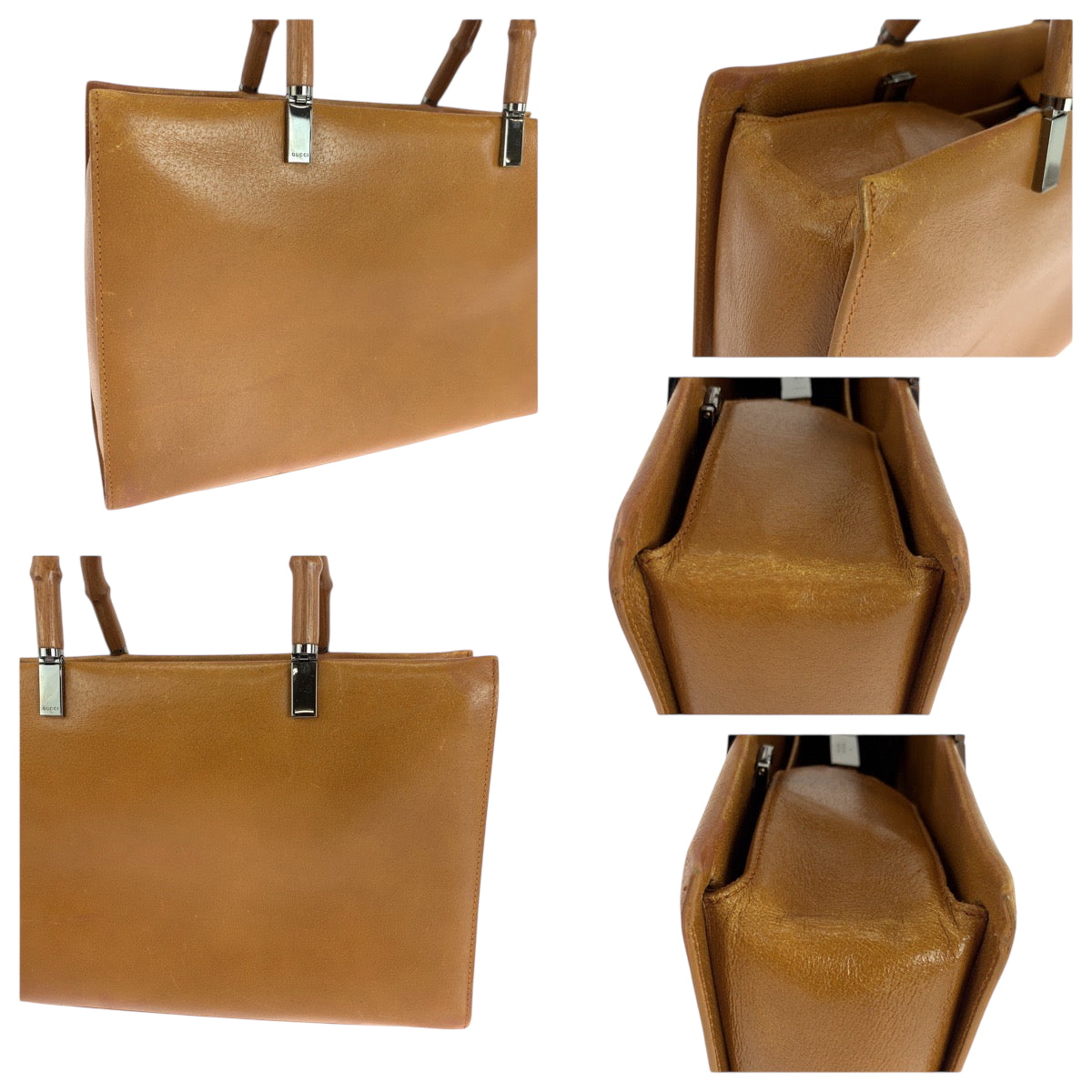 18915
GUCCI グッチ バンブー ブラウン キャメル シルバー金具 レザー 002 1035 ハンドバッグ ショルダーバッグ 2way レディース AB38