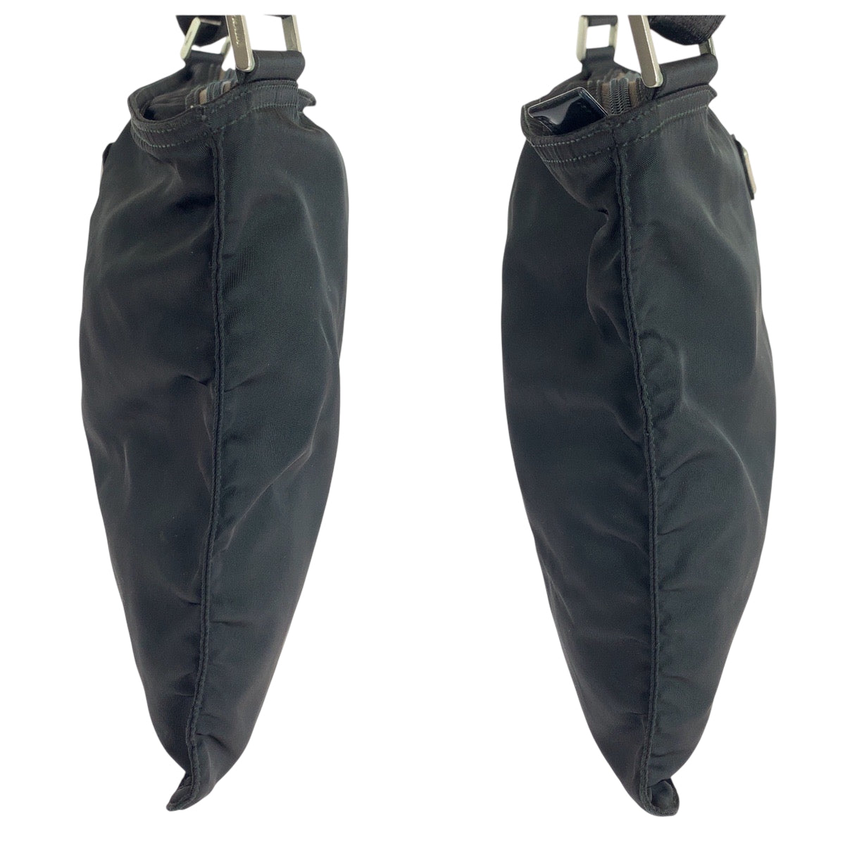 18917
PRADA プラダ テスート 三角ロゴプレート ブラック 黒 シルバー金具 ナイロン ショルダーバッグ サコッシュ  レディース AB27