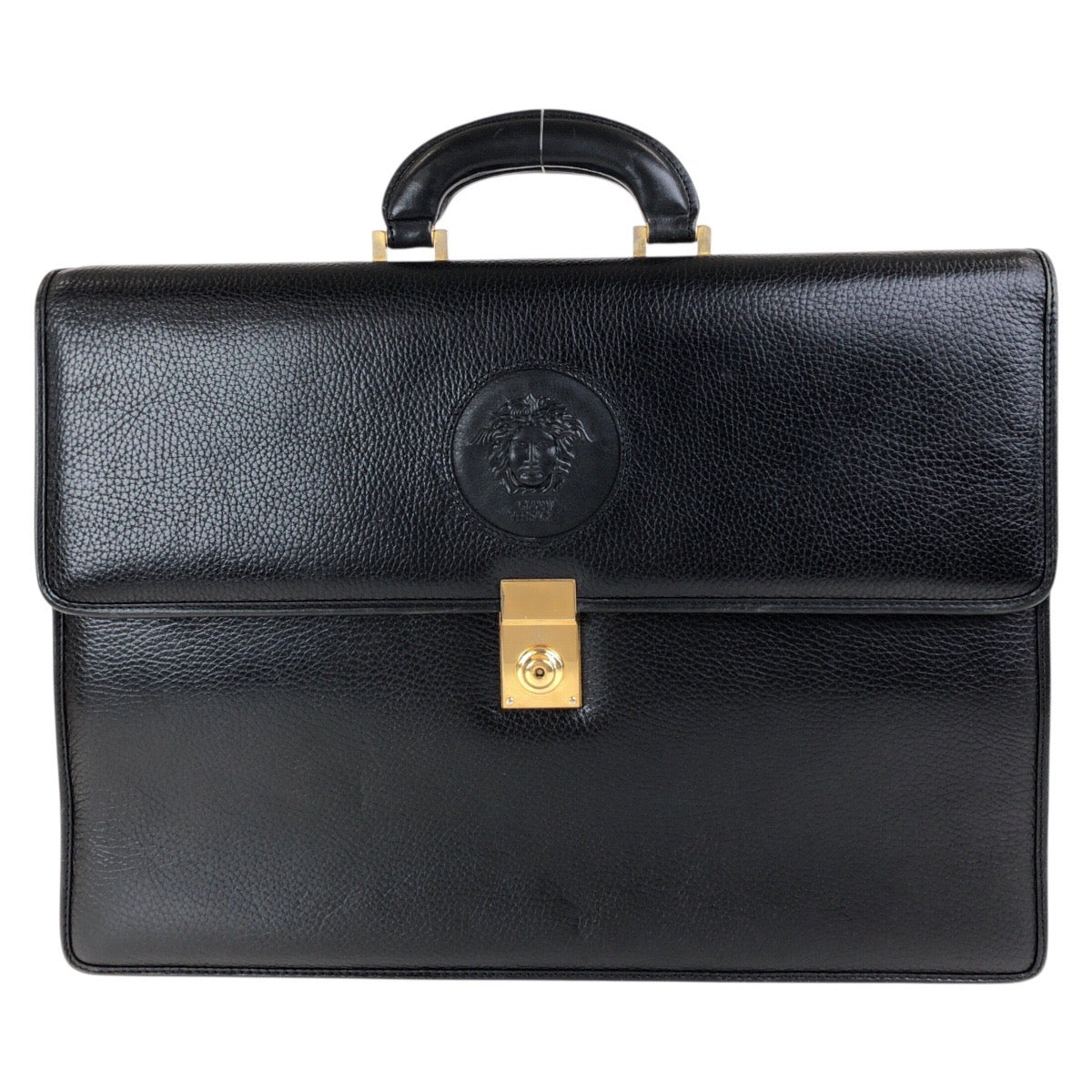 18920
VERSACE ヴェルサーチ ヴィンテージ メデューサ ブラック 黒 ゴールド金具 レザー ビジネスバッグ ブリーフケース メンズ ABP45