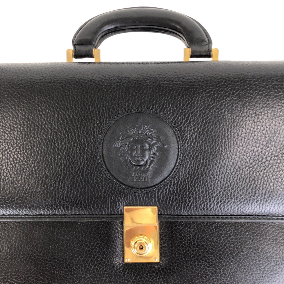 18920
VERSACE ヴェルサーチ ヴィンテージ メデューサ ブラック 黒 ゴールド金具 レザー ビジネスバッグ ブリーフケース メンズ ABP45