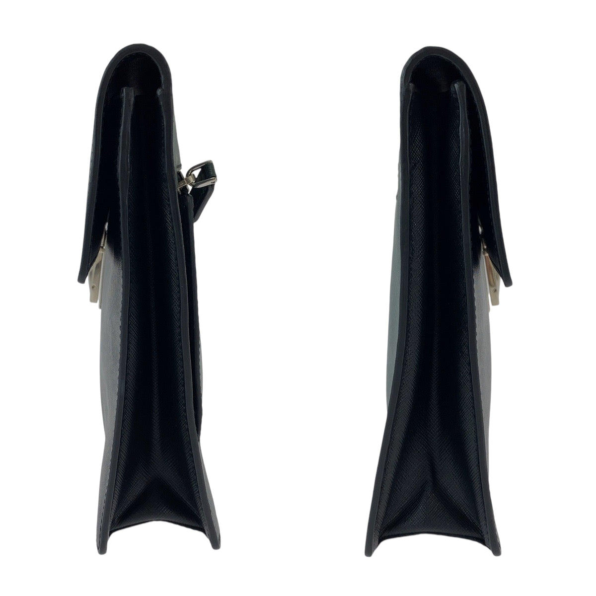 18922
PRADA プラダ サフィアーノ 三角ロゴプレート バイカラー グリーン ブラック シルバー金具 レザー VR089M クラッチバッグ ビジネスバッグ ドキュメントケース  メンズ ABP