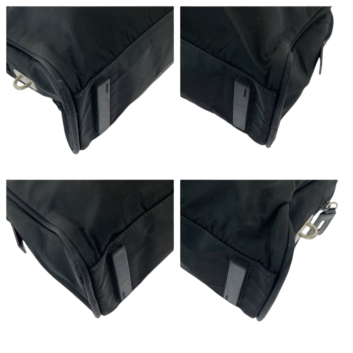 18923
PRADA プラダ 三角ロゴプレート ブラック 黒 シルバー金具 ナイロン ハンドバッグ ショルダーバッグ  レディース AB