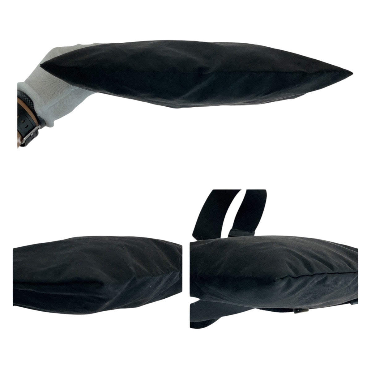 18926
PRADA プラダ テスート 三角ロゴプレート ブラック 黒 シルバー金具 ナイロン ショルダーバッグ ポシェット  レディース ABP