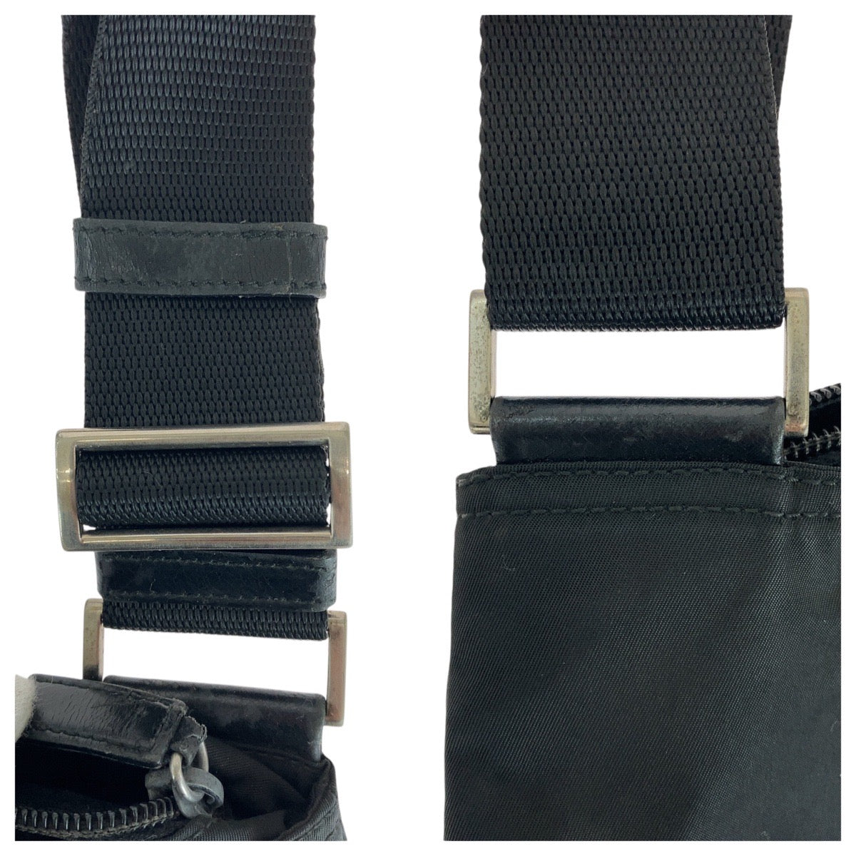 18926
PRADA プラダ テスート 三角ロゴプレート ブラック 黒 シルバー金具 ナイロン ショルダーバッグ ポシェット  レディース ABP