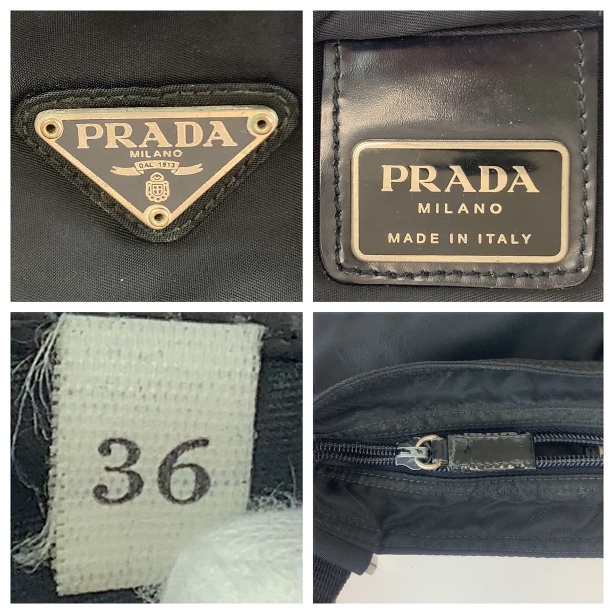 18930
PRADA プラダ テスート 三角ロゴプレート ブラック 黒 シルバー金具 ナイロン ショルダーバッグ メッセンジャーバッグ  メンズ AB
