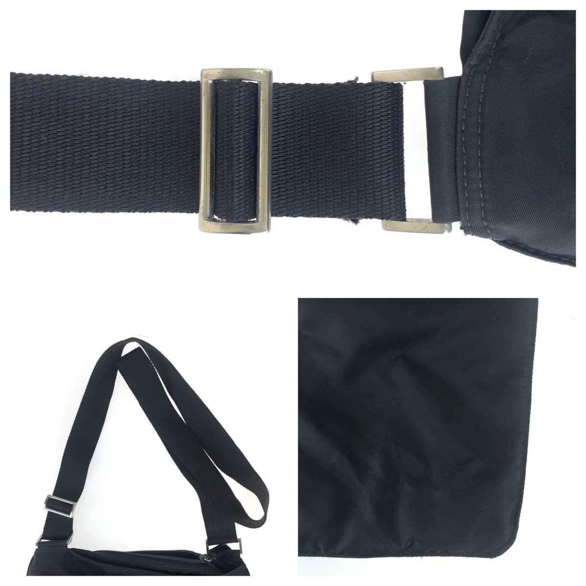 18930
PRADA プラダ テスート 三角ロゴプレート ブラック 黒 シルバー金具 ナイロン ショルダーバッグ メッセンジャーバッグ  メンズ AB