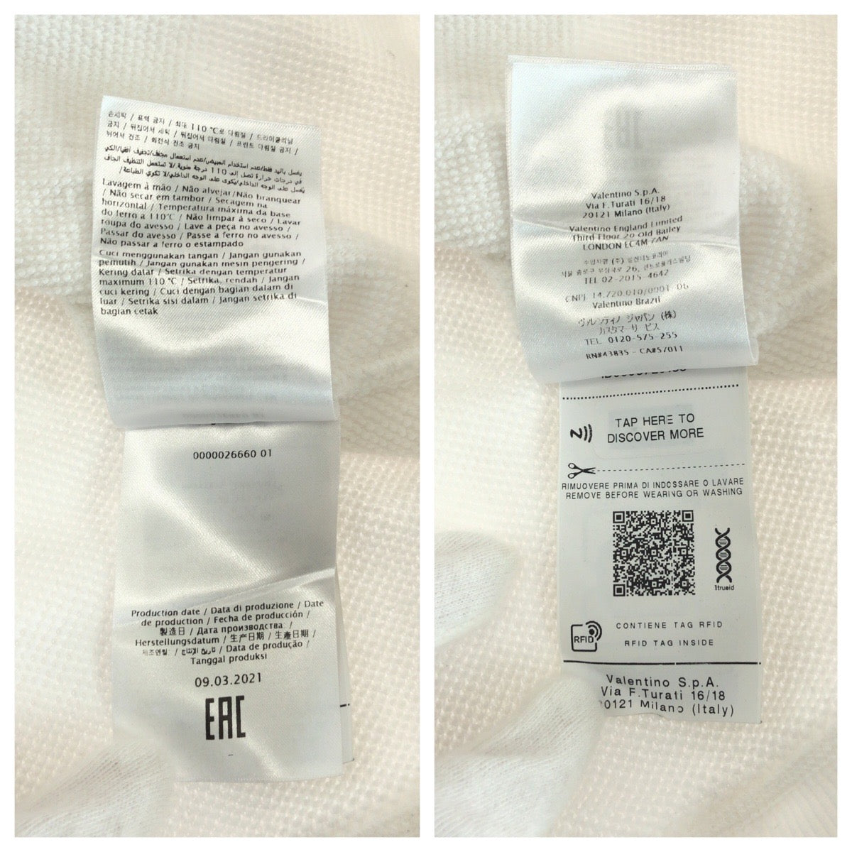 18933
VALENTINO ヴァレンティノ VLTN ロゴ サイズXS ホワイト レッド コットン WV3MF14F3TV パーカー フーディ  レディース ABP