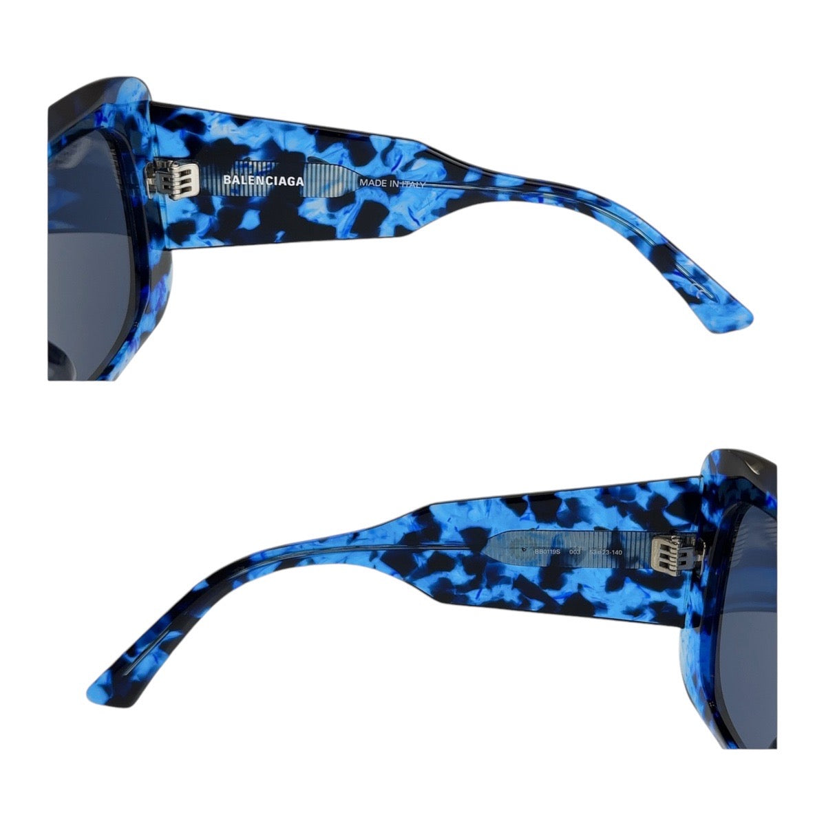 18934
BALENCIAGA バレンシアガ スクエアフルリム 男女兼用 ブルー マーブル シルバー金具 プラスチック BB0119S 003 53□23 140 サングラス スクエア  メンズ A