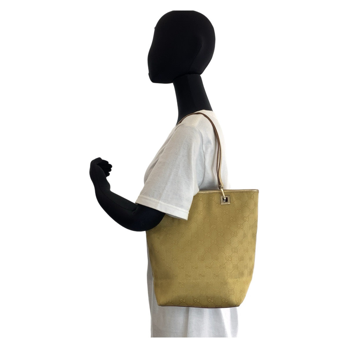 18938
GUCCI Gold GG Canvas / Leather 002 1099 Tote Bag Shoulder Bag Women's AB28