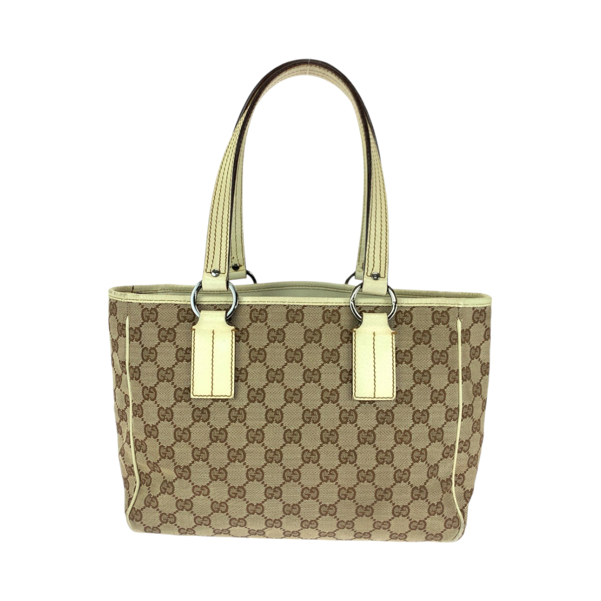 18940
GUCCI グッチ ベージュ ブラウン シルバー金具 GGキャンバス 113019 トートバッグ ショルダーバッグ  レディース AB