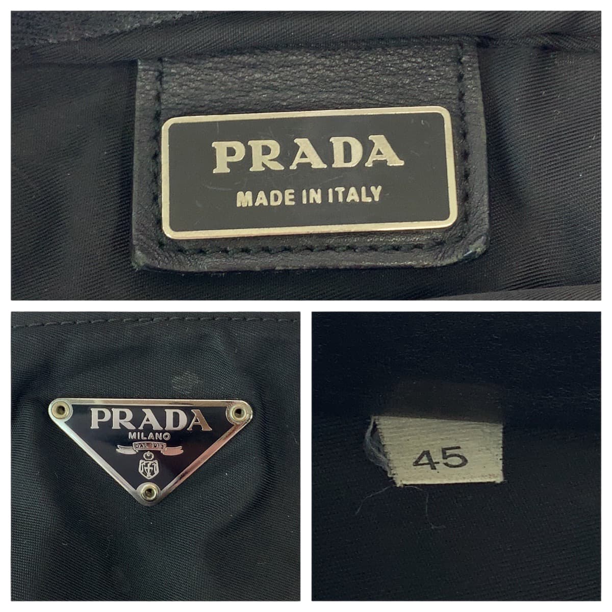 18942
PRADA プラダ テスート 三角ロゴプレート 男女兼用 ブラック 黒 シルバー金具 ナイロン ショルダーバッグ サコッシュ ポシェット  メンズ AB