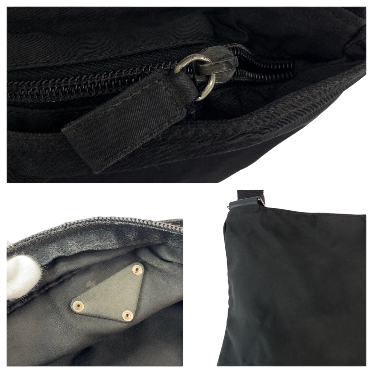 18942
PRADA プラダ テスート 三角ロゴプレート 男女兼用 ブラック 黒 シルバー金具 ナイロン ショルダーバッグ サコッシュ ポシェット  メンズ AB