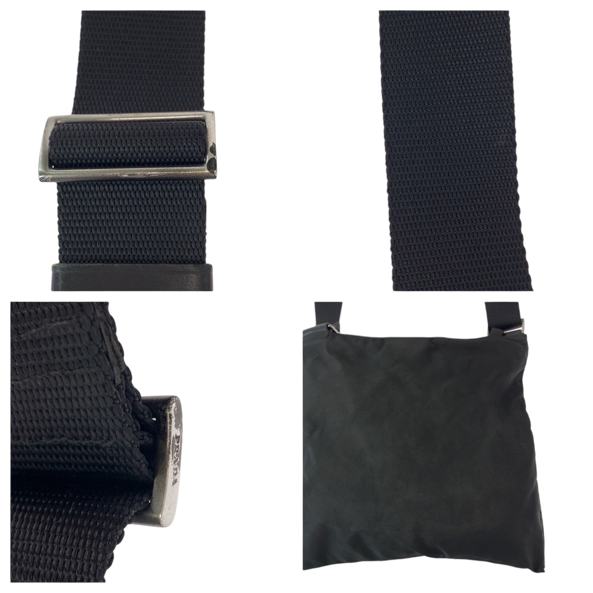 18942
PRADA プラダ テスート 三角ロゴプレート 男女兼用 ブラック 黒 シルバー金具 ナイロン ショルダーバッグ サコッシュ ポシェット  メンズ AB