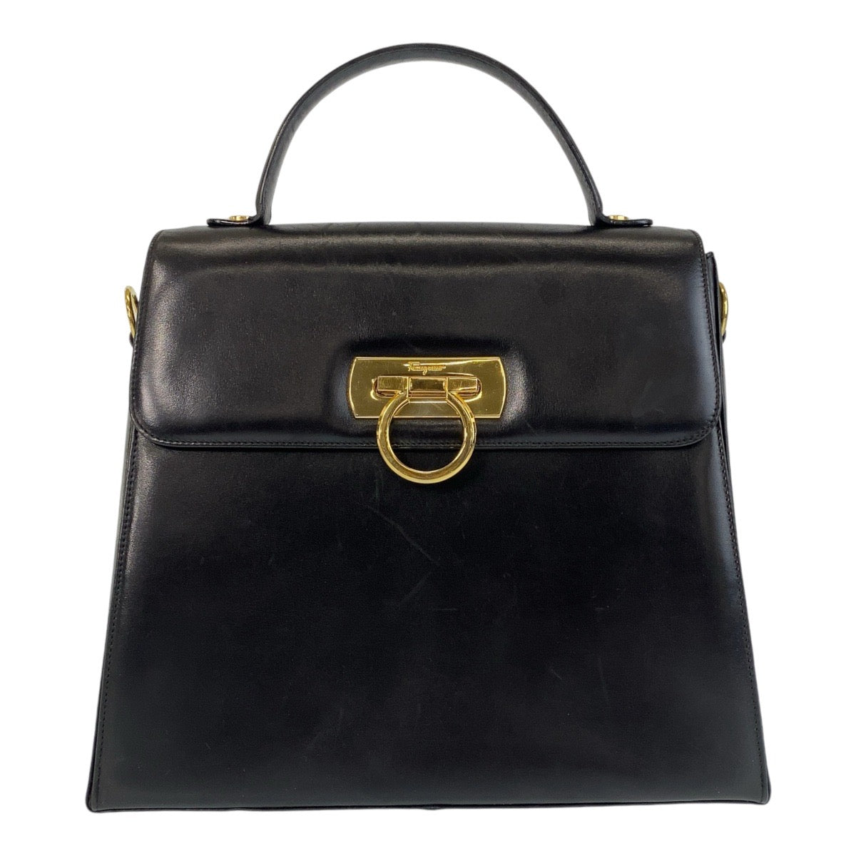 18944
Salvatore Ferragamo サルヴァトーレフェラガモ ヴィンテージ ガンチーニ ブラック 黒 ゴールド金具 レザー E 21 0536 ハンドバッグ レディース AB