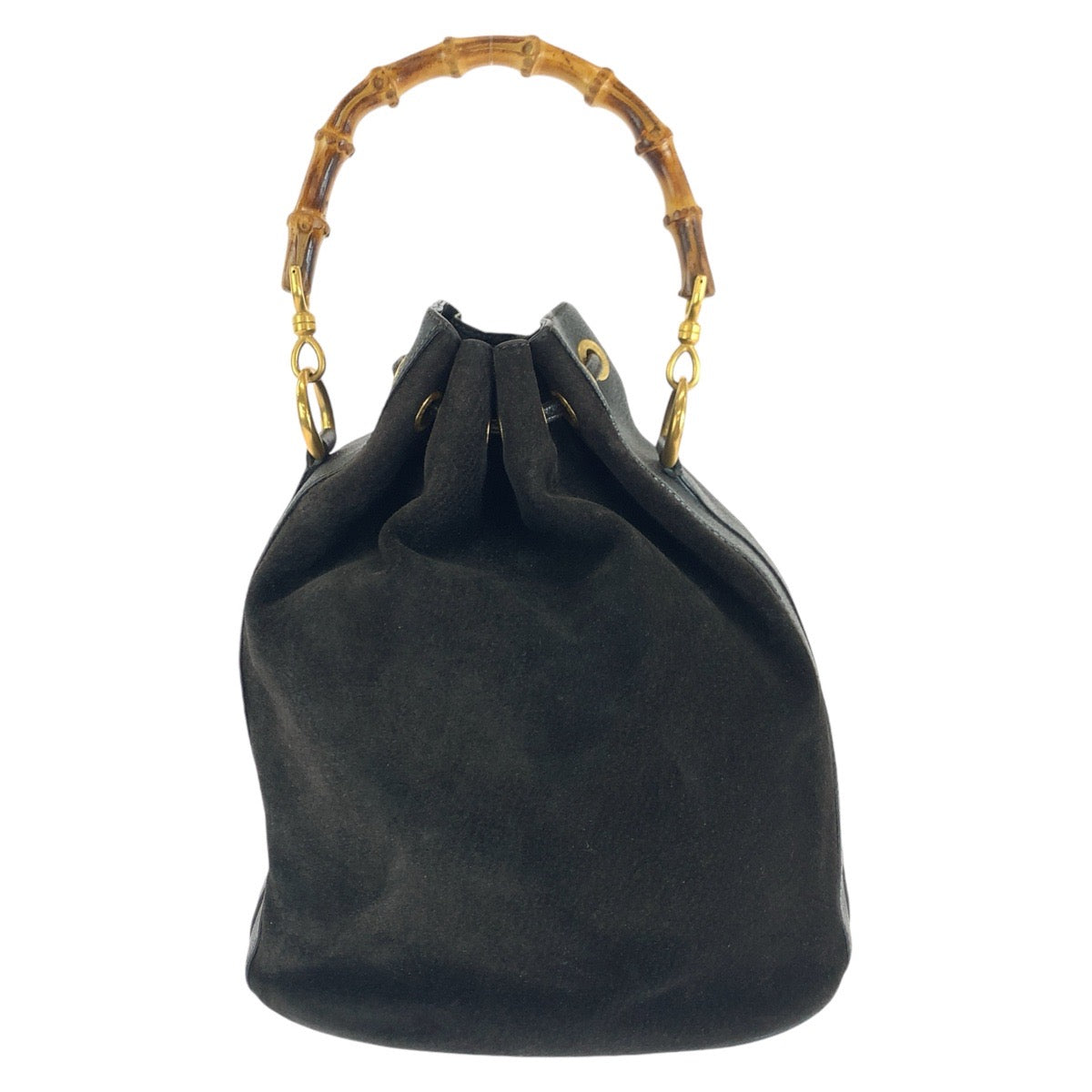18945
GUCCI Gucci Bamboo Black Gold Hardware Suede / Leather 001 2040 1657 Handbag Women's ABP32