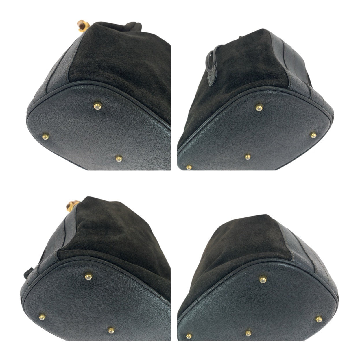 18945
GUCCI Gucci Bamboo Black Gold Hardware Suede / Leather 001 2040 1657 Handbag Women's ABP32