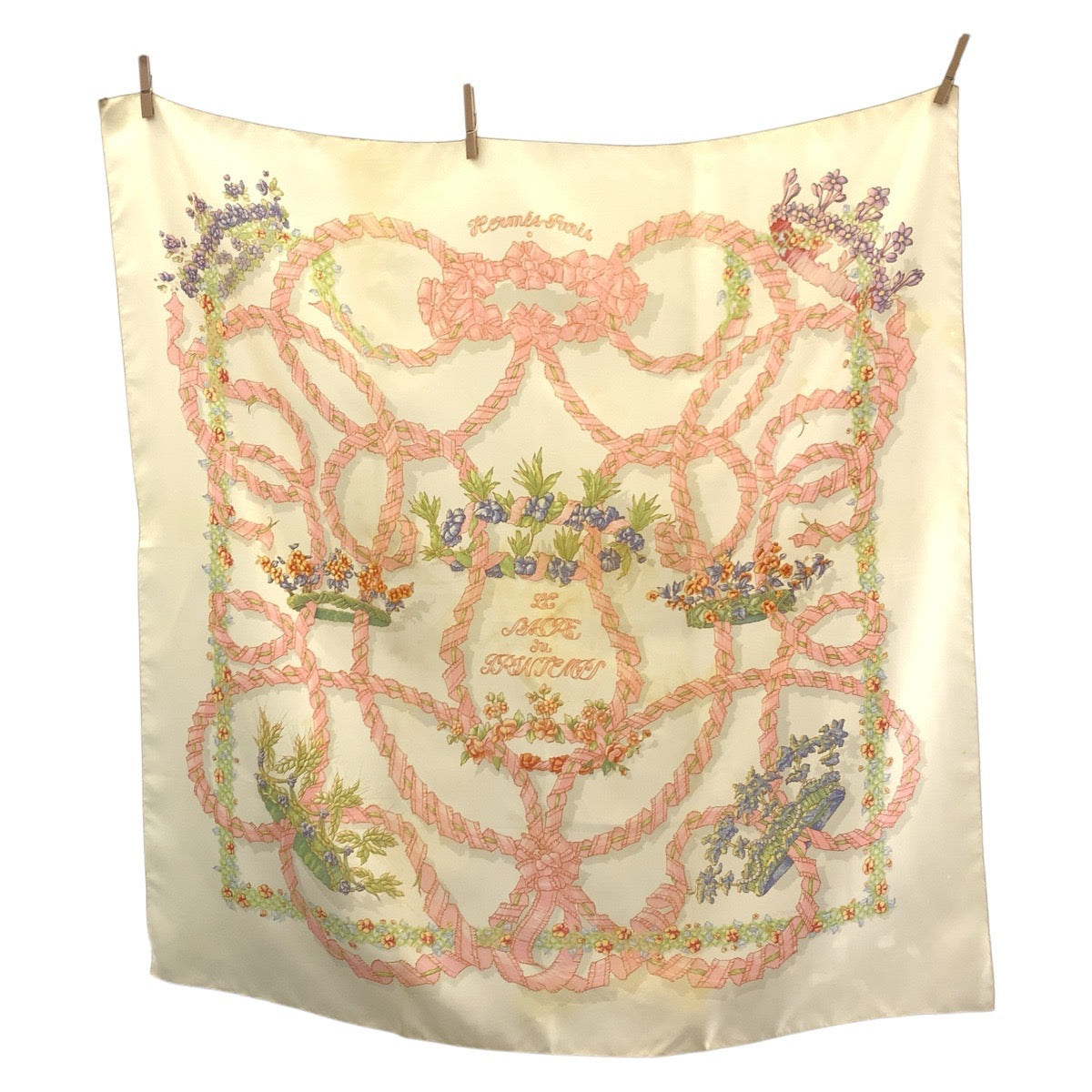 18953
HERMES エルメス LE SACRE DU PRINTEMPS カレ90 アイボリー ピンク シルク スカーフ 大判スカーフ レディース AB16