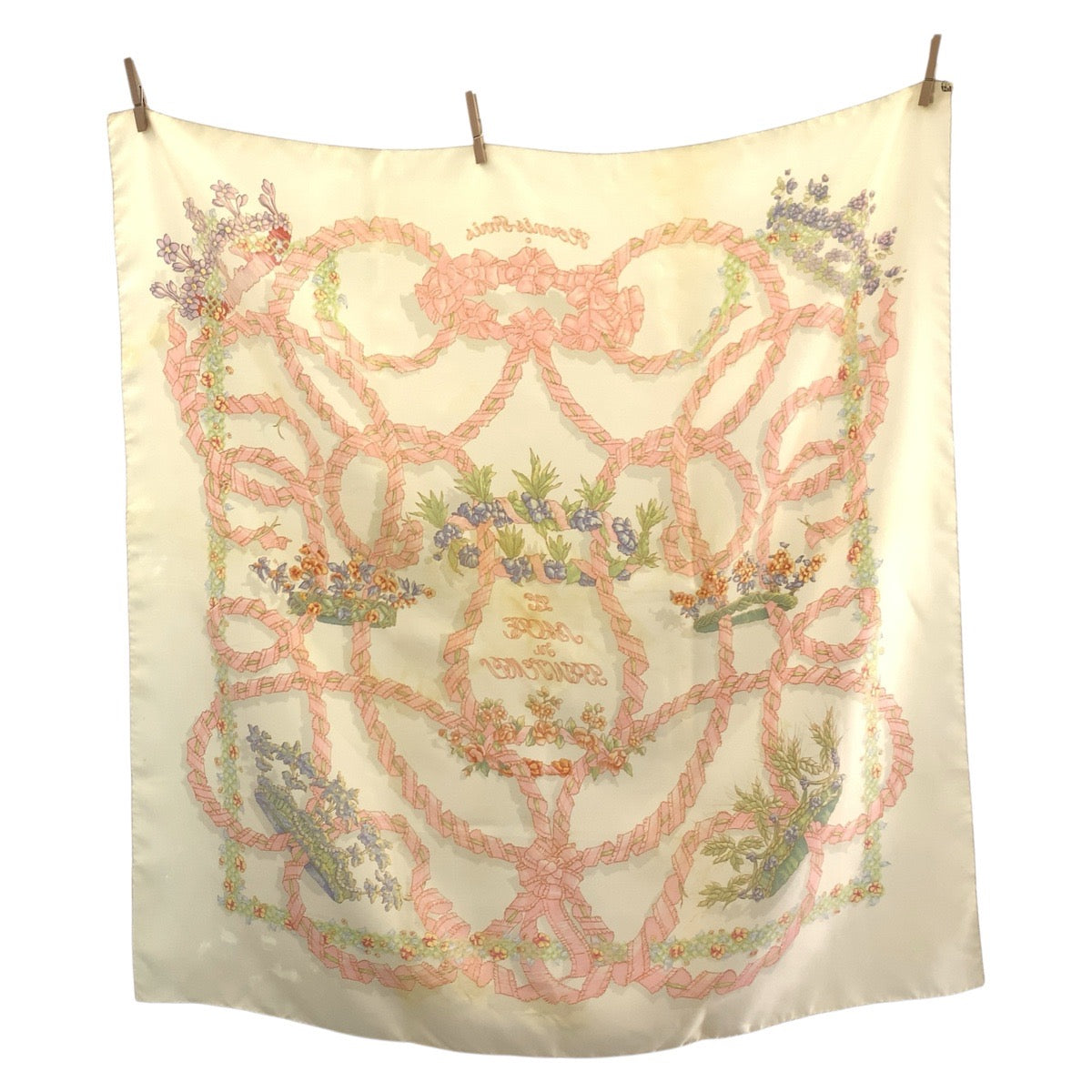 18953
HERMES エルメス LE SACRE DU PRINTEMPS カレ90 アイボリー ピンク シルク スカーフ 大判スカーフ レディース AB16