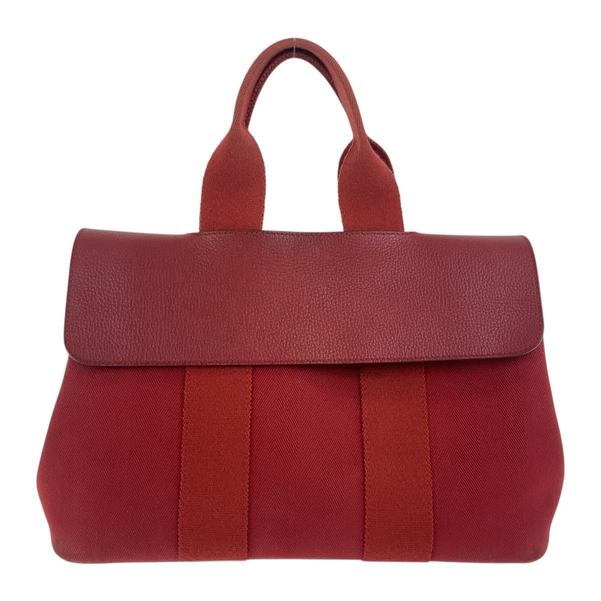 18957
HERMES エルメス ヴァルパライソPM レッド シルバー金具 キャンバス ハンドバッグ □J刻印  レディース AB48
