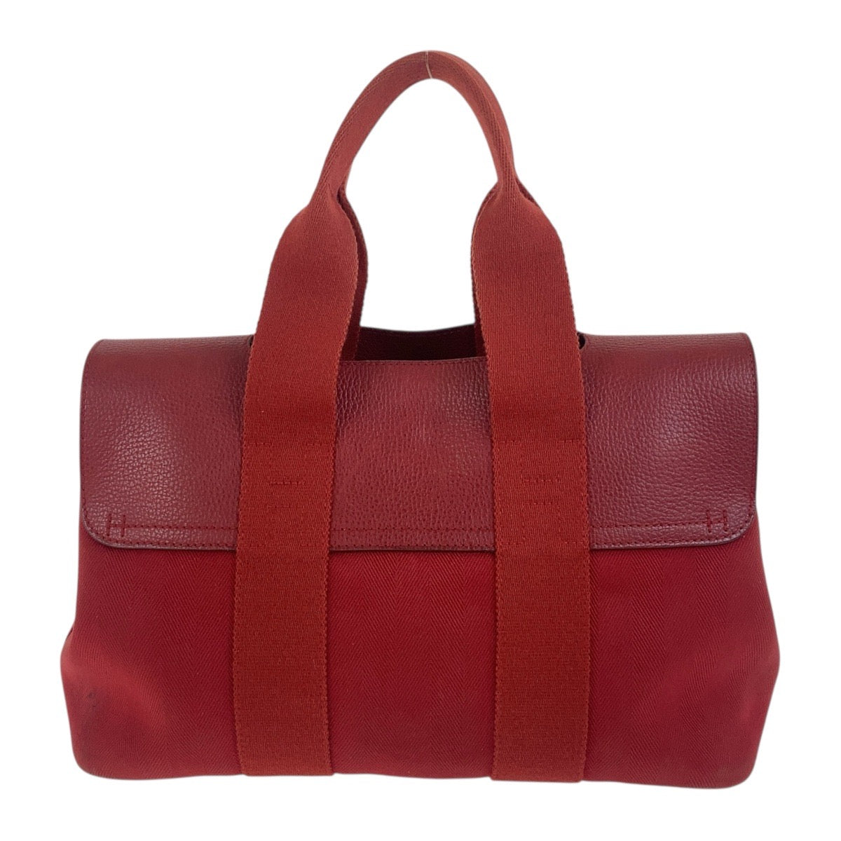 18957
HERMES エルメス ヴァルパライソPM レッド シルバー金具 キャンバス ハンドバッグ □J刻印  レディース AB48