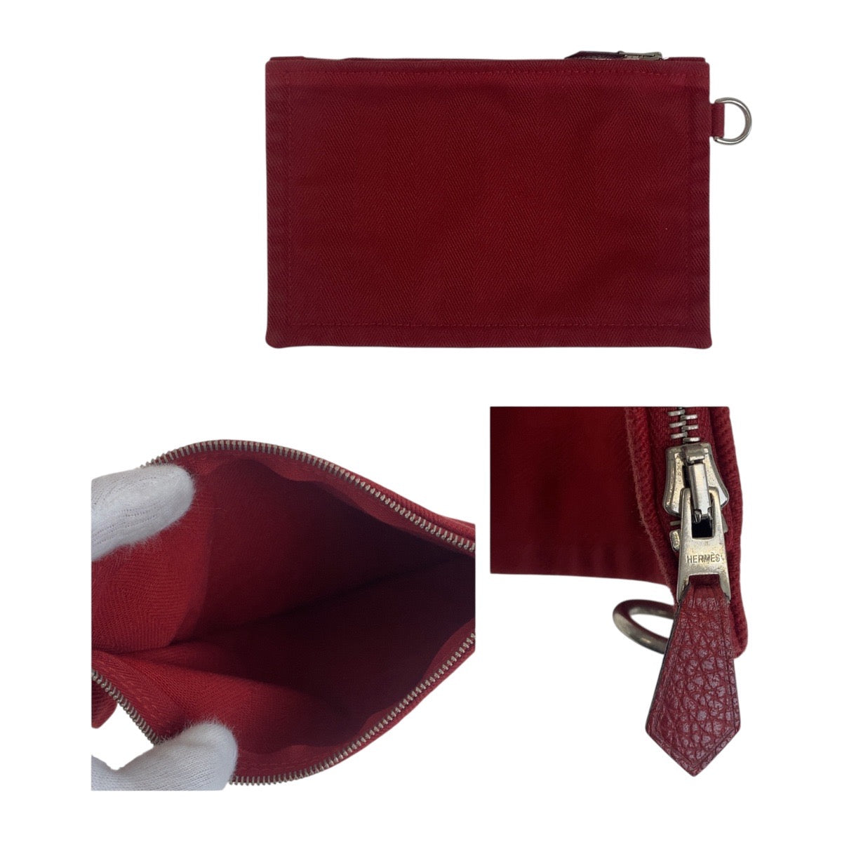 18957
HERMES エルメス ヴァルパライソPM レッド シルバー金具 キャンバス ハンドバッグ □J刻印  レディース AB48