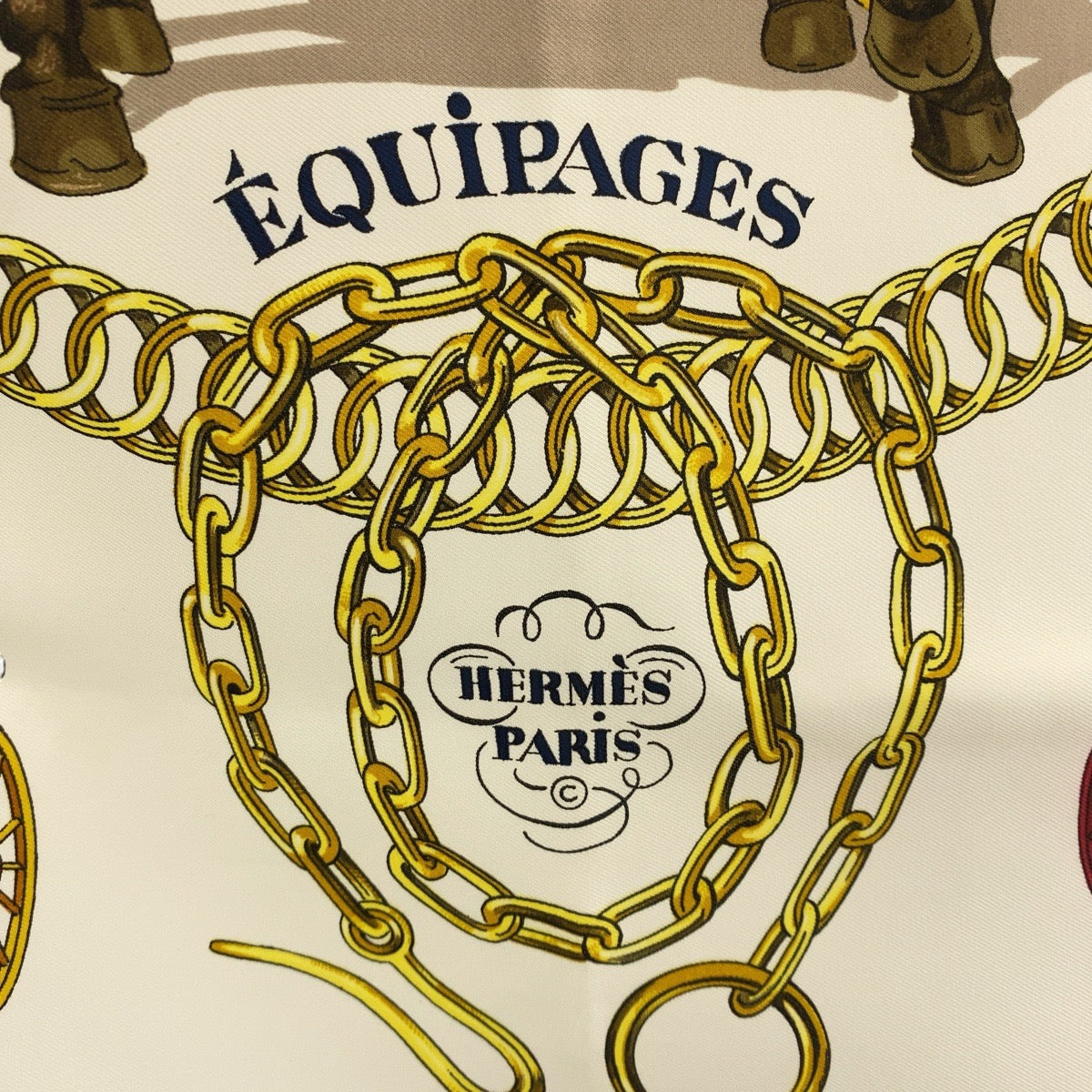 18960
HERMES エルメス カレ90 EQUIPAGES ブルー マルチカラー シルク スカーフ レディース AB19