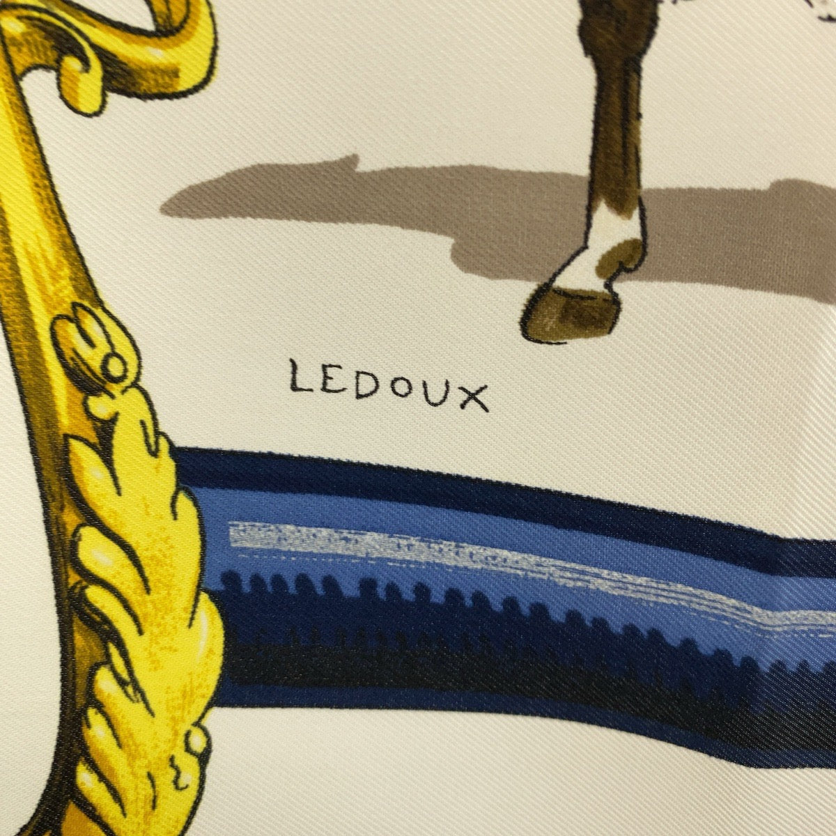 18960
HERMES エルメス カレ90 EQUIPAGES ブルー マルチカラー シルク スカーフ レディース AB19