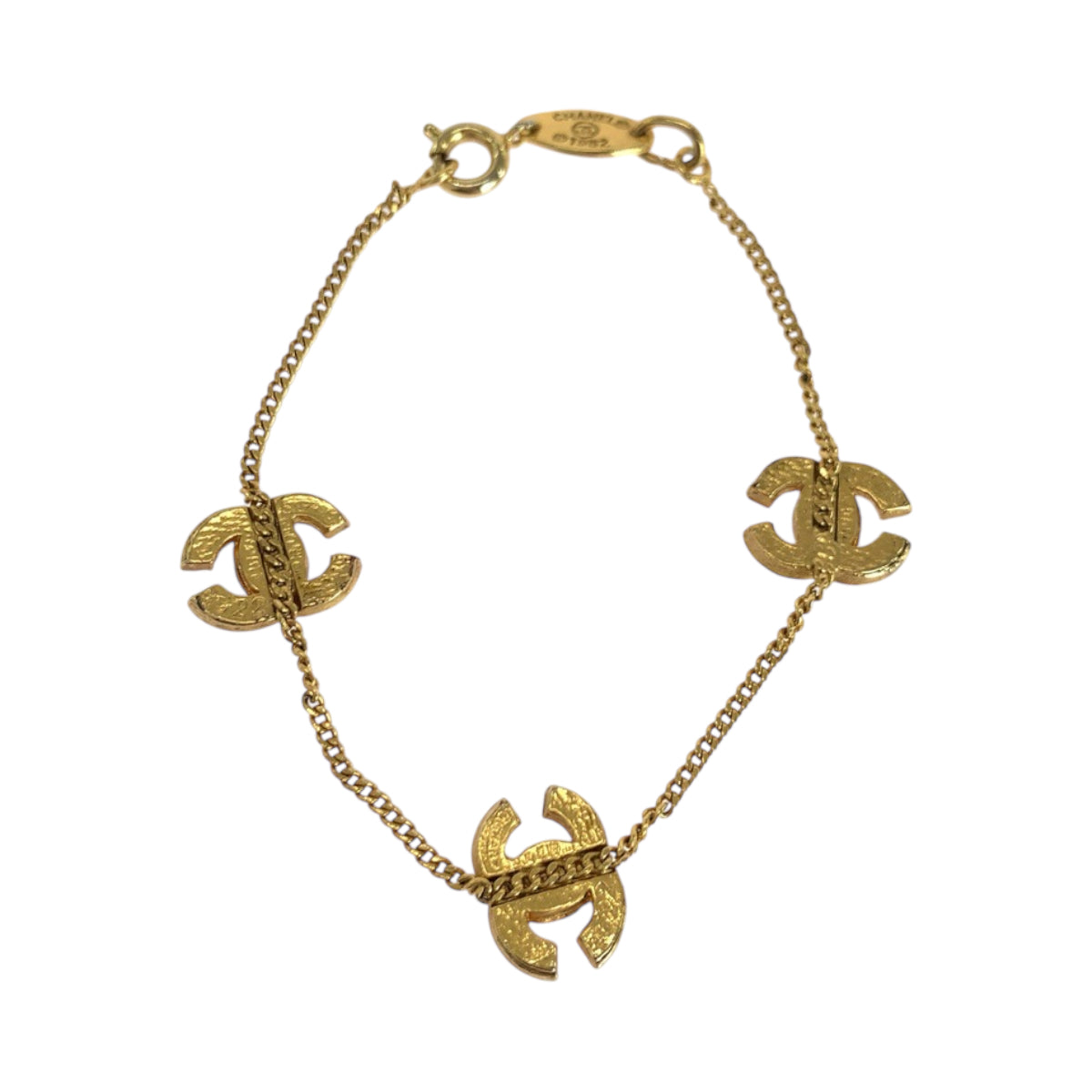 18966
CHANEL シャネル トリプルココマーク ラインストーン ゴールド メッキ ブレスレット  レディース A48