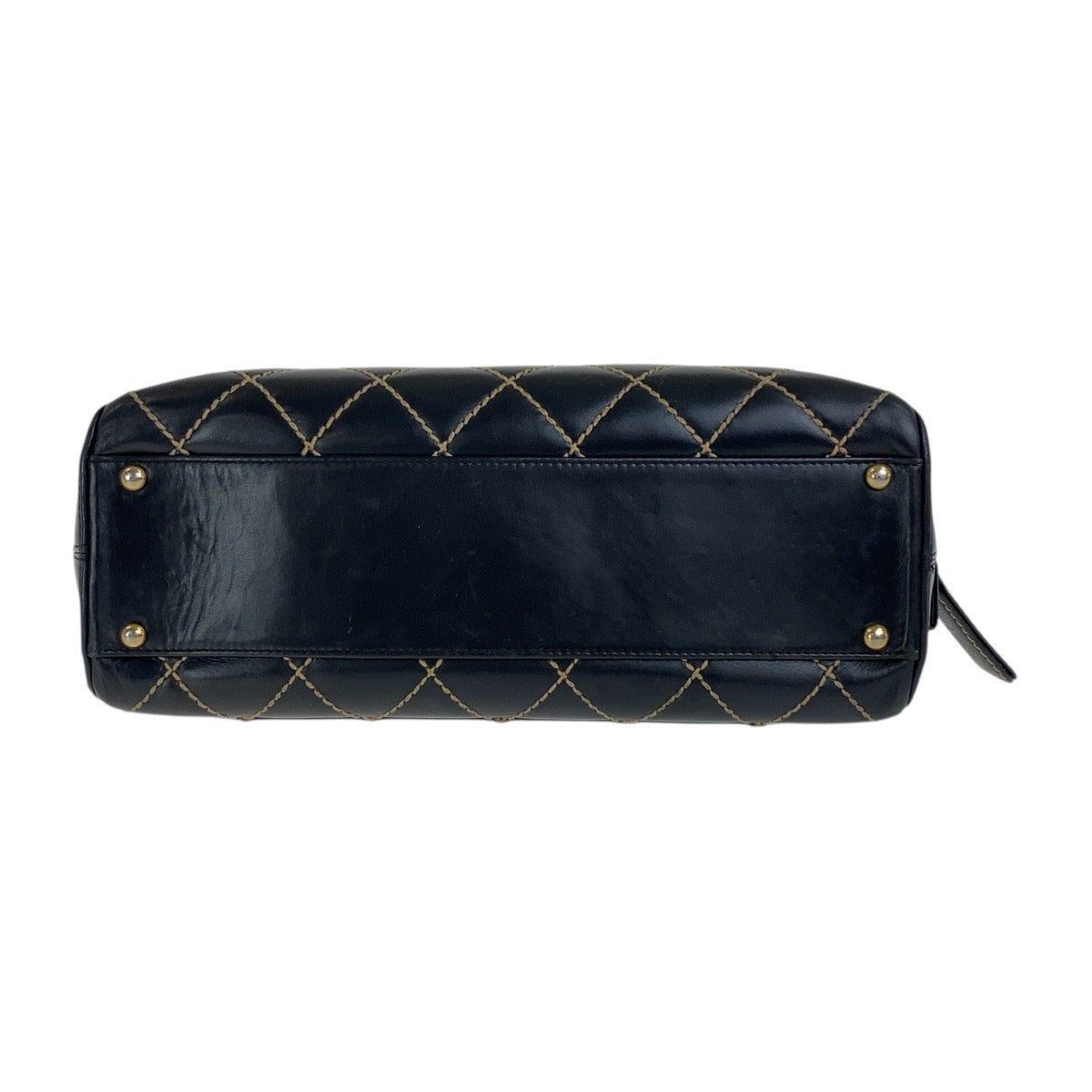 18967
CHANEL シャネル ヴィンテージ ワイルドステッチ ココマーク ブラック 黒 ゴールド金具 レザー ハンドバッグ ミニボストンバッグ レディース AB128