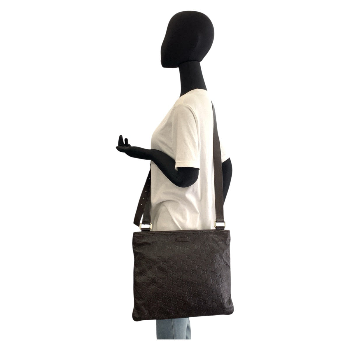 18970
GUCCI グッチ グッチシマ Brown Silver Hardware Leather 201446 Shoulder Bag Messenger Bag Unisex Men's ABP45