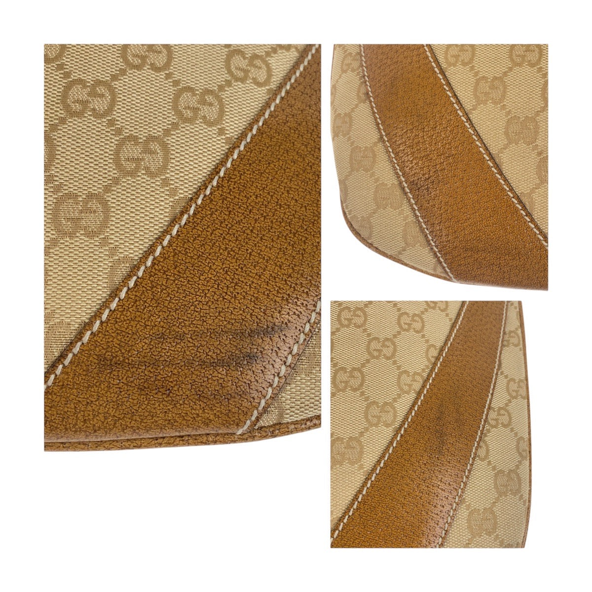 18971
GUCCI グッチ ベージュ ブラウン シルバー金具 GGキャンバス / レザー 124357 ショルダーバッグ ホーボー レディース ABP45