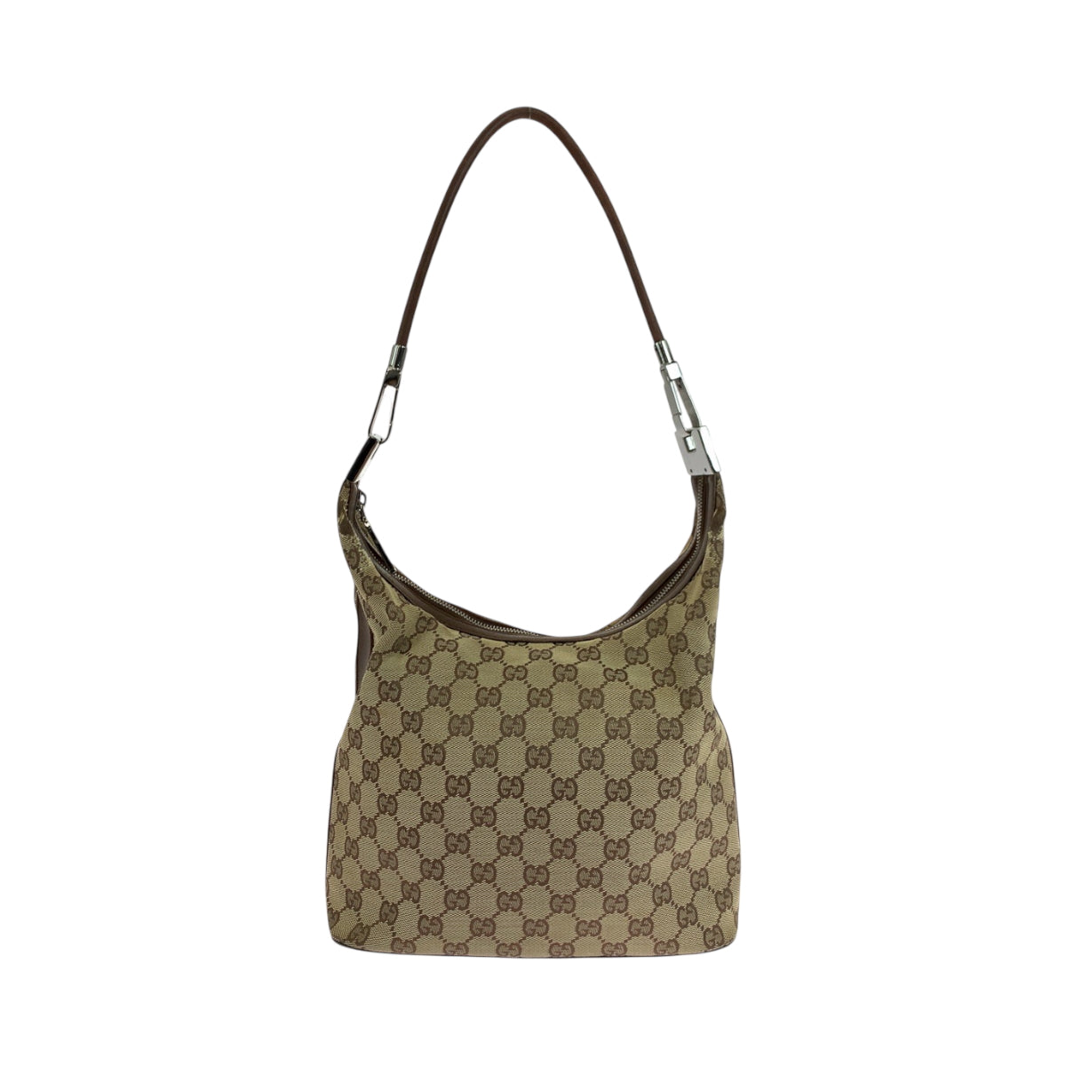 18974
GUCCI グッチ ベージュ ブラウン シルバー金具 GGキャンバス 001 3814 ショルダーバッグ 肩掛け  レディース AB20