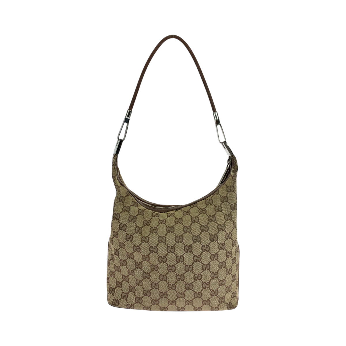 18974
GUCCI グッチ ベージュ ブラウン シルバー金具 GGキャンバス 001 3814 ショルダーバッグ 肩掛け  レディース AB20