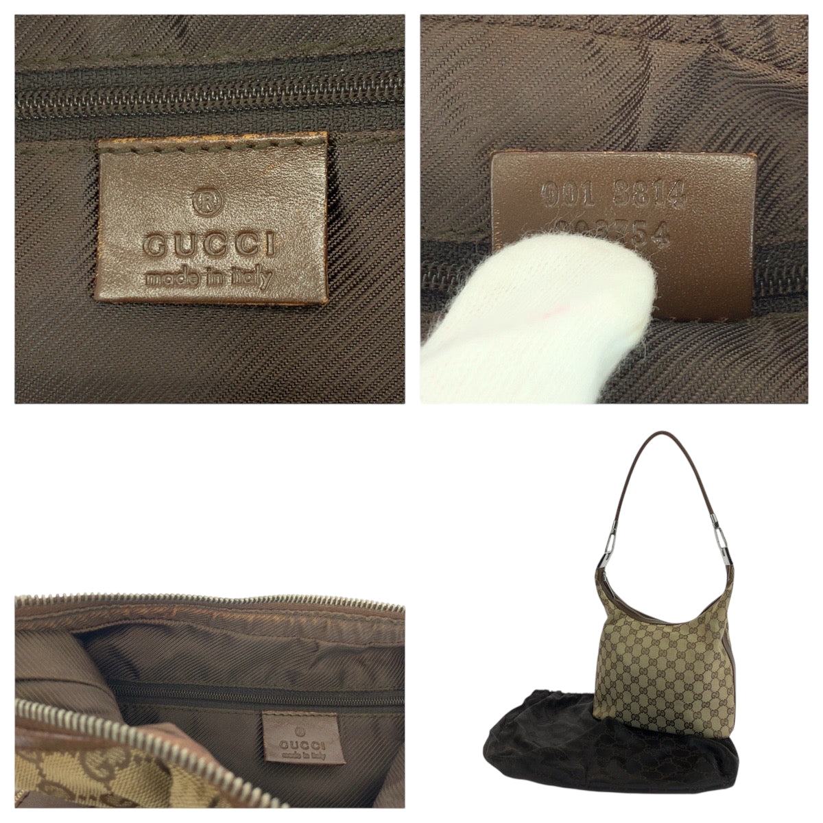 18974
GUCCI グッチ ベージュ ブラウン シルバー金具 GGキャンバス 001 3814 ショルダーバッグ 肩掛け  レディース AB20