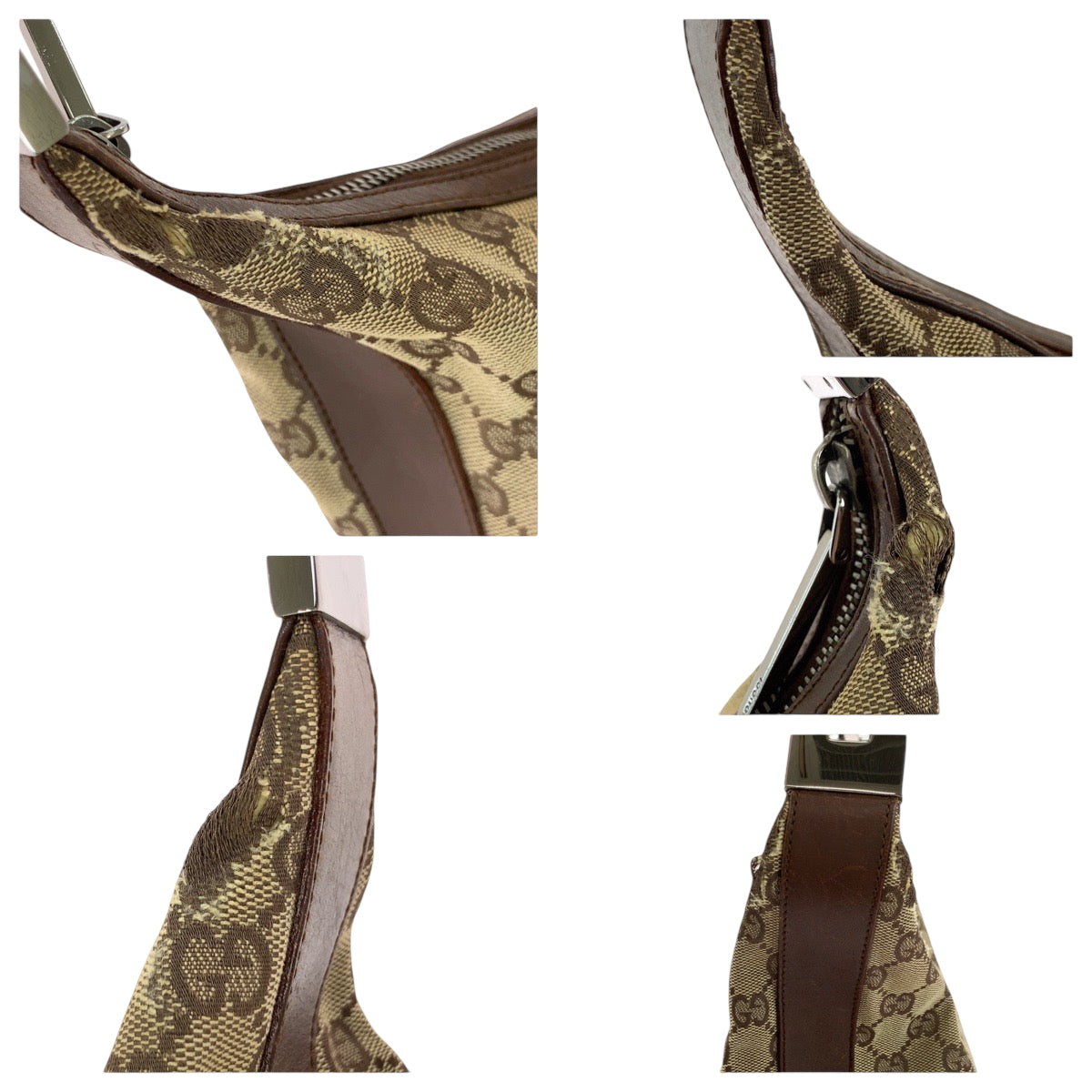 18974
GUCCI グッチ ベージュ ブラウン シルバー金具 GGキャンバス 001 3814 ショルダーバッグ 肩掛け  レディース AB20