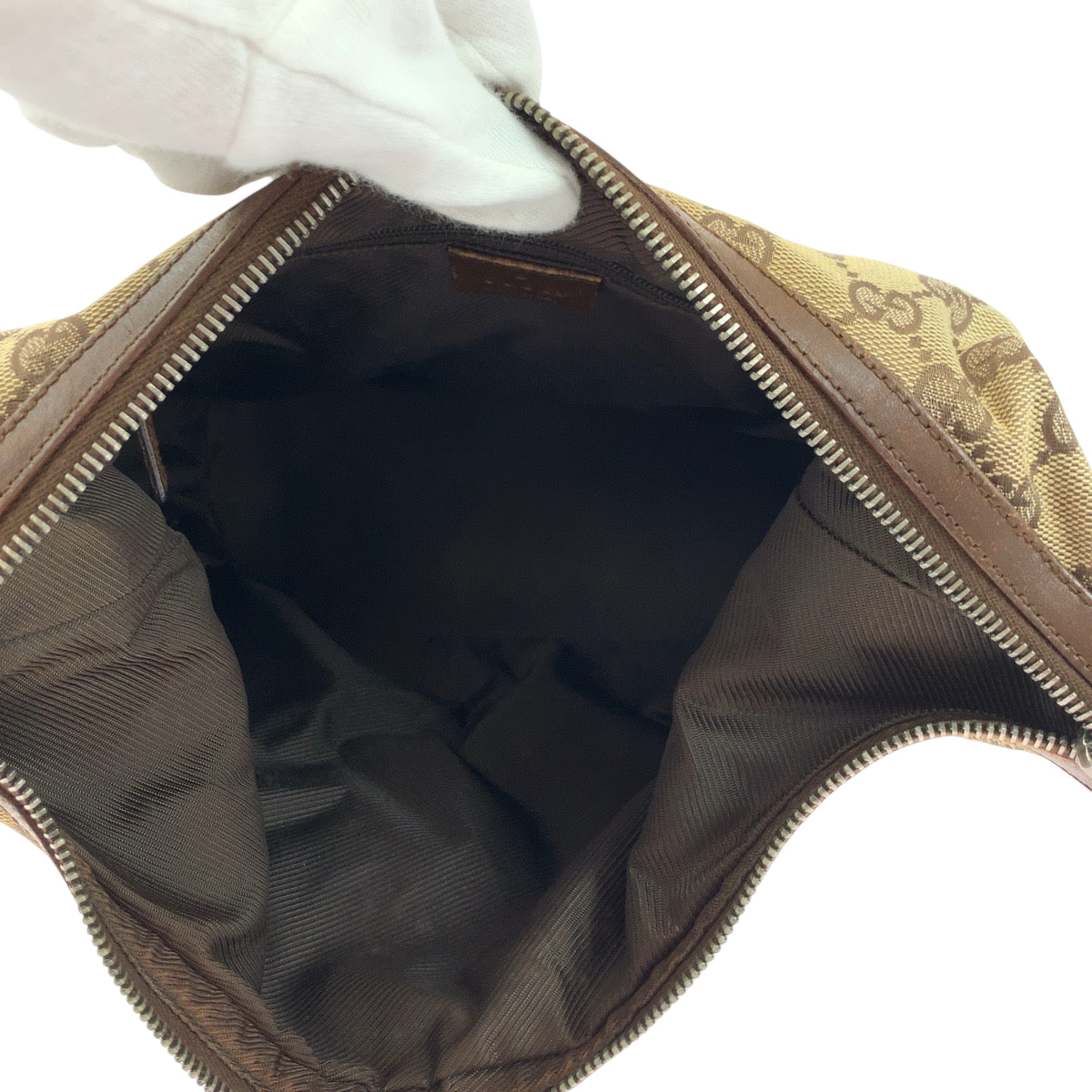 18974
GUCCI グッチ ベージュ ブラウン シルバー金具 GGキャンバス 001 3814 ショルダーバッグ 肩掛け  レディース AB20