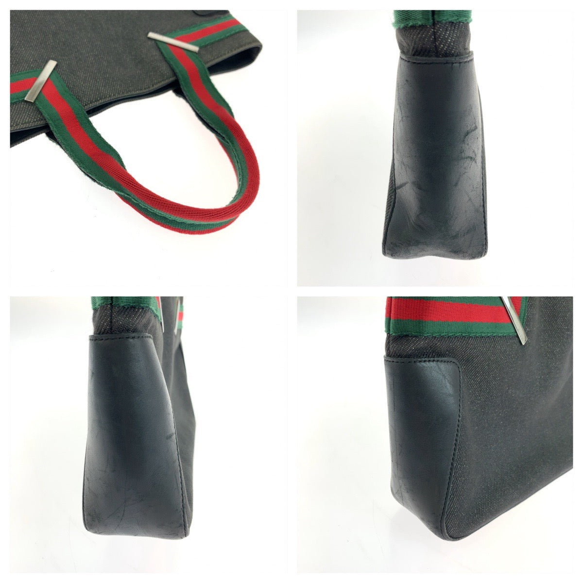 18975
GUCCI グッチ シェリーライン ブラック レッド グリーン シルバー金具 キャンバス 28984 トートバッグ ハンドバッグ  メンズ ABP34