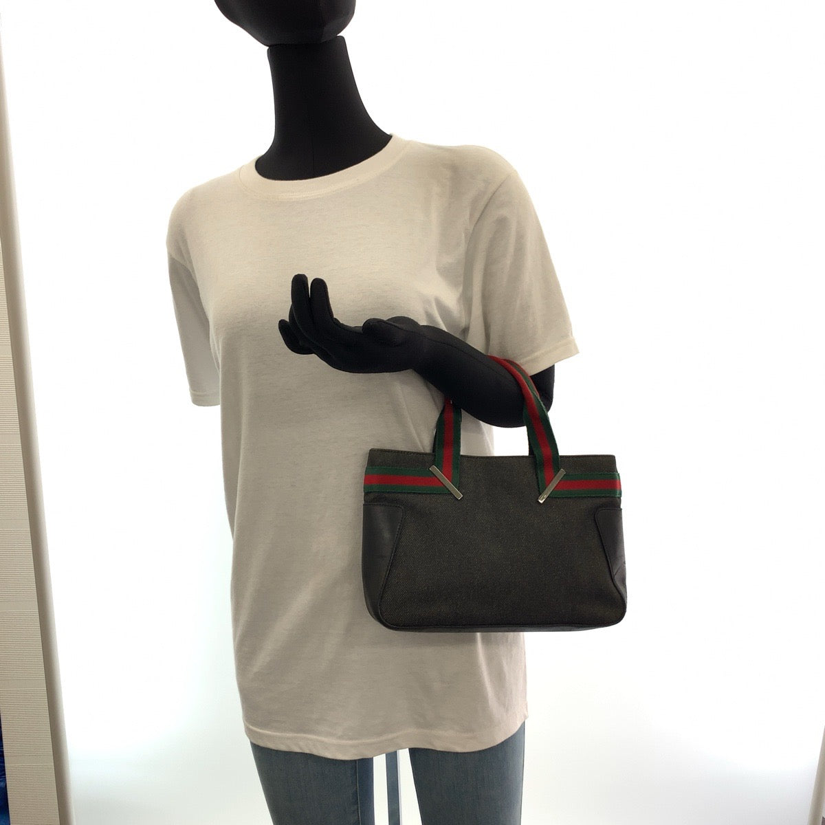 18975
GUCCI グッチ シェリーライン ブラック レッド グリーン シルバー金具 キャンバス 28984 トートバッグ ハンドバッグ  メンズ ABP34
