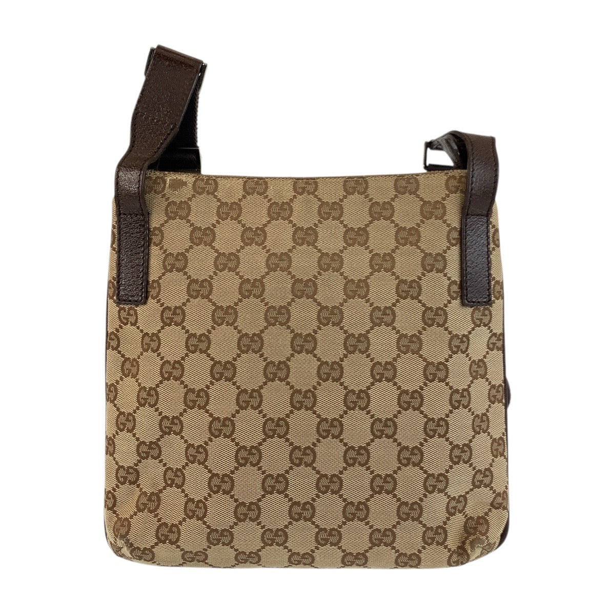 18977
GUCCI グッチ ベージュ ブラウン シルバー金具 GGキャンバス / レザー 122793 ショルダーバッグ ポシェット  レディース AB24
