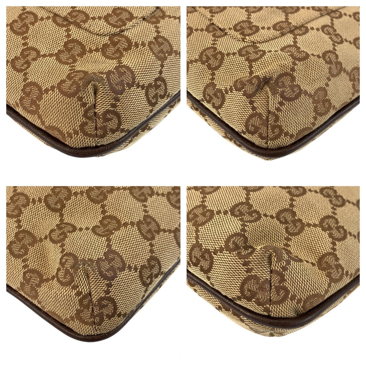 18977
GUCCI グッチ ベージュ ブラウン シルバー金具 GGキャンバス / レザー 122793 ショルダーバッグ ポシェット  レディース AB24