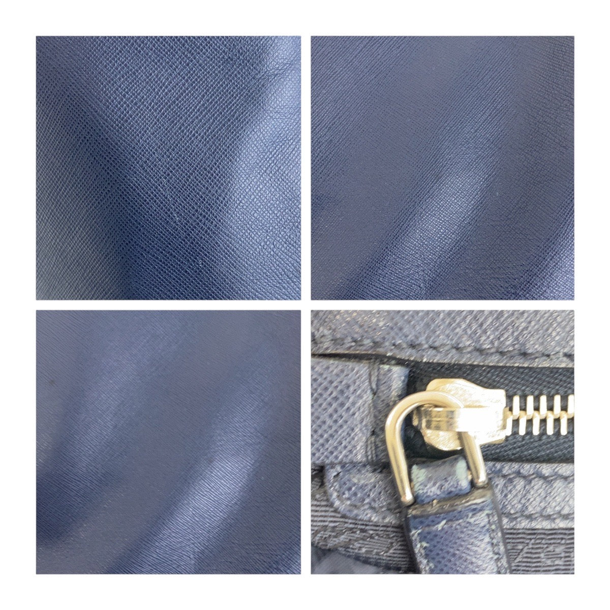 18979
PRADA プラダ サフィアーノ 三角ロゴプレート ネイビー シルバー金具 レザー 7B トートバッグ ハンドバッグ  メンズ ABP50