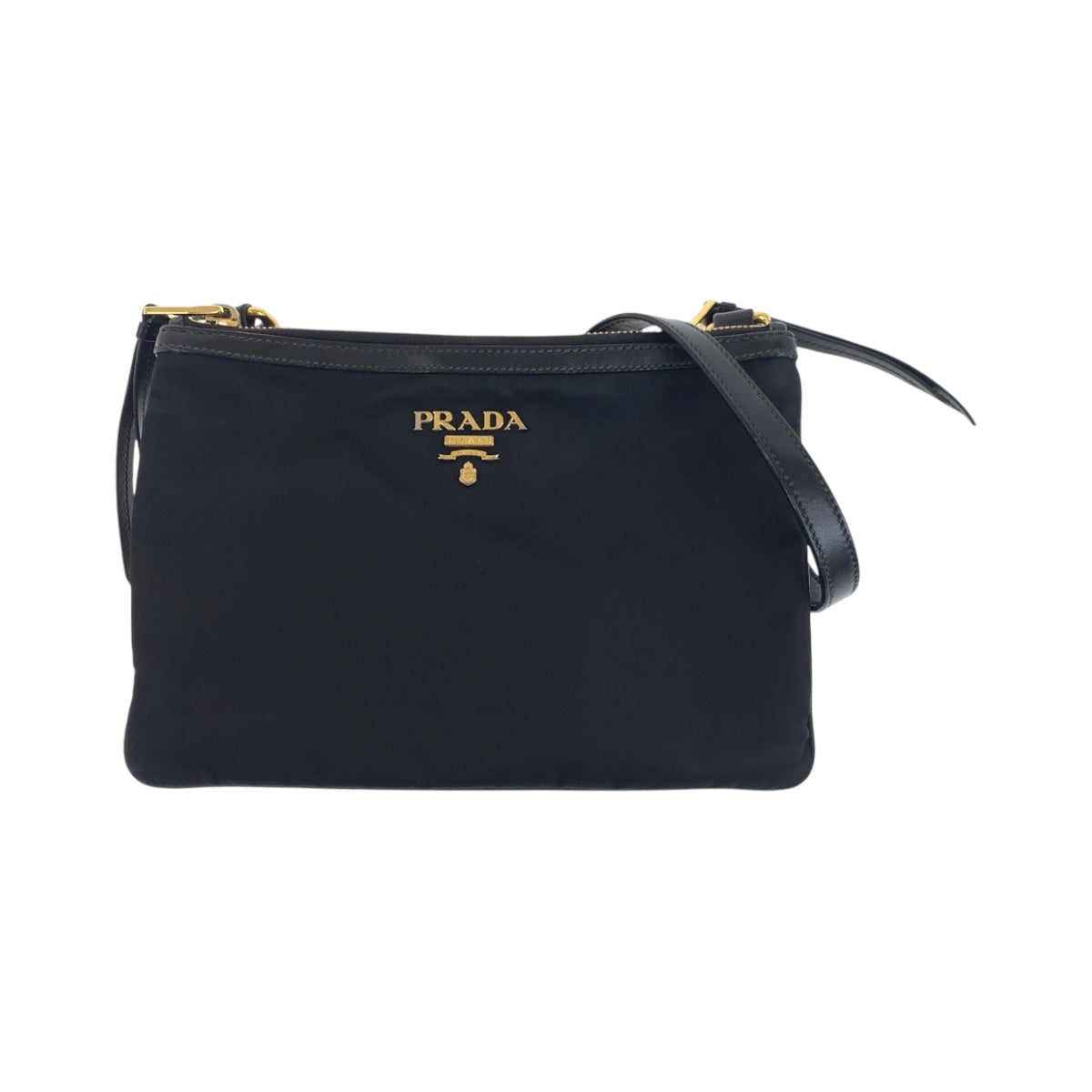 18980
PRADA プラダ テスート ロゴ ブラック 黒 ゴールド金具 ナイロン 1BH046 ショルダーバッグ ポシェット  レディース ABP57