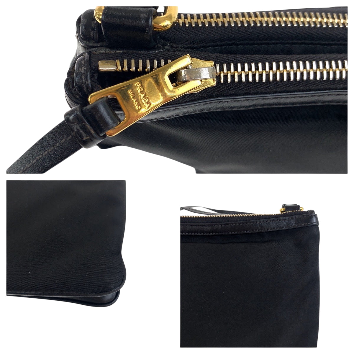 18980
PRADA プラダ テスート ロゴ ブラック 黒 ゴールド金具 ナイロン 1BH046 ショルダーバッグ ポシェット  レディース ABP57