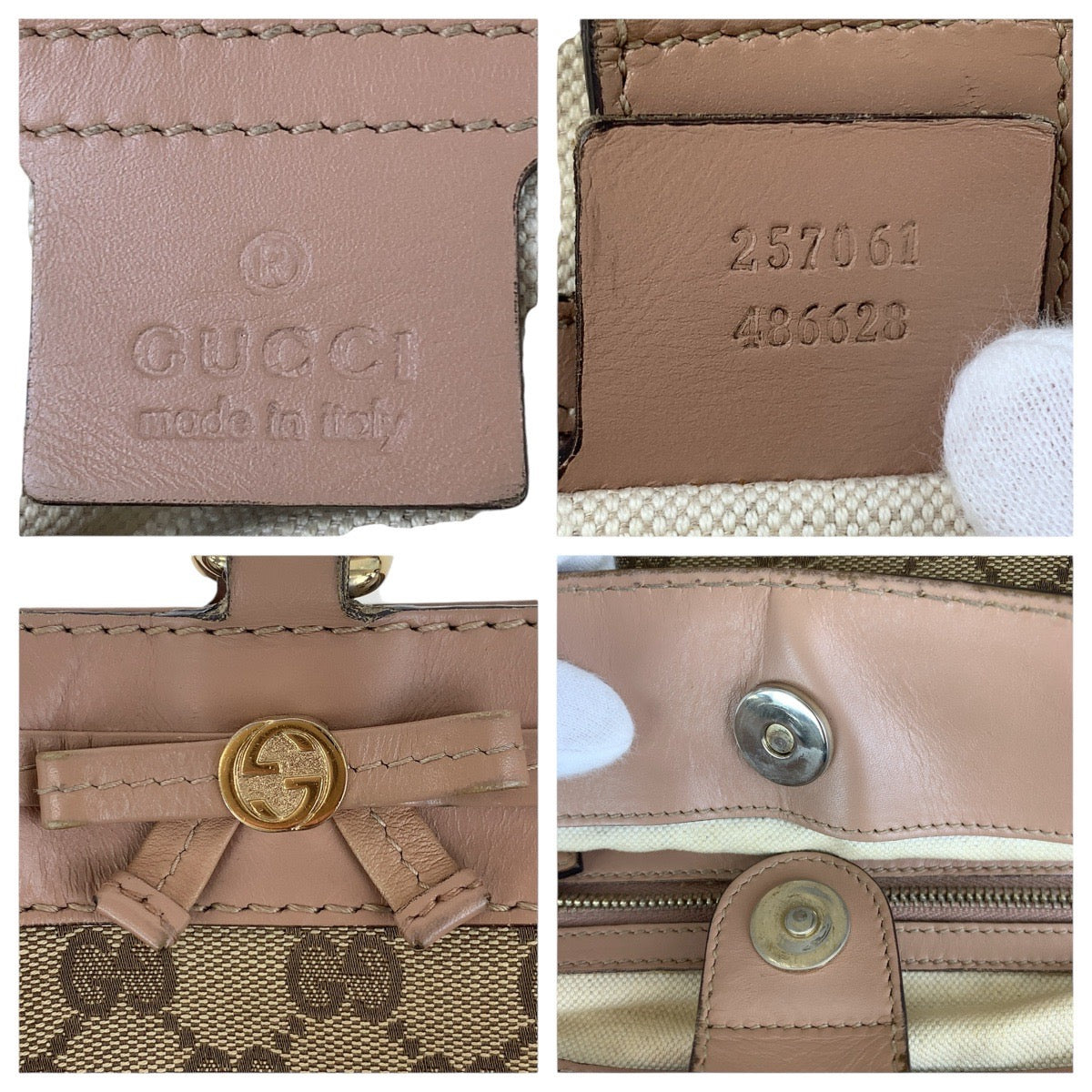 18981
GUCCI グッチ プリンシー ピンク ブラウン ゴールド金具 GGキャンバス / レザー 257061 トートバッグ ショルダーバッグ  レディース B20
