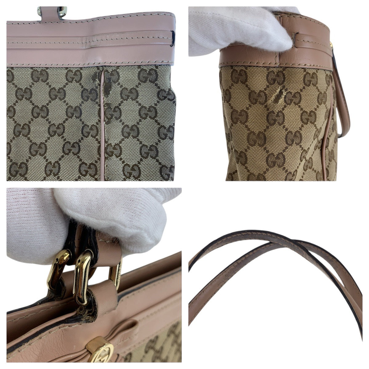 18981
GUCCI グッチ プリンシー ピンク ブラウン ゴールド金具 GGキャンバス / レザー 257061 トートバッグ ショルダーバッグ  レディース B20
