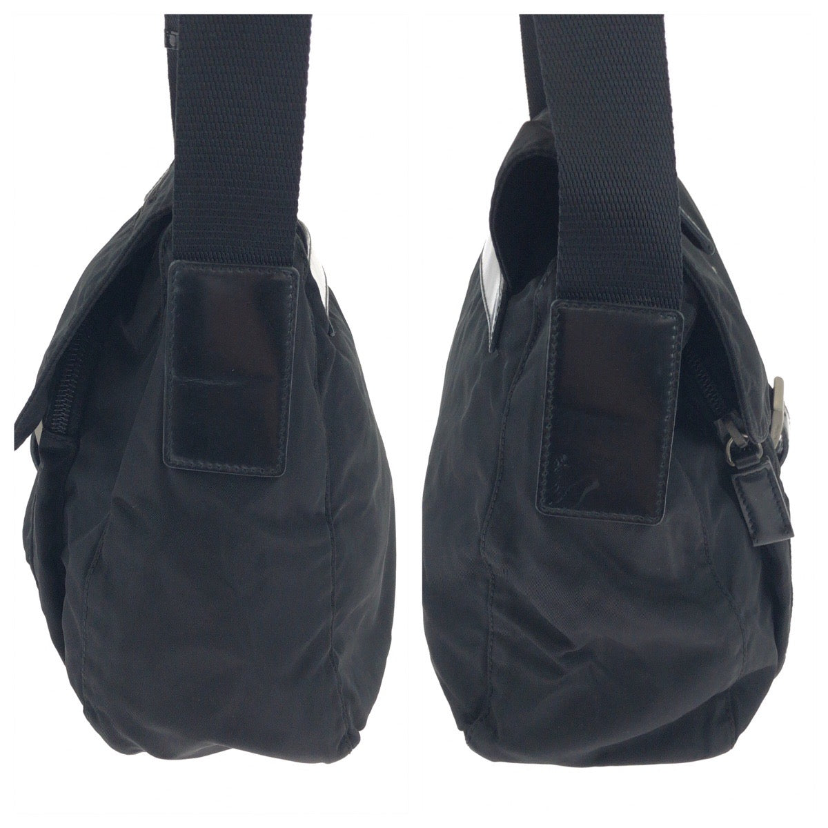 18983
PRADA プラダ テスート 三角ロゴプレート ブラック 黒 シルバー金具 ナイロン ショルダーバッグ ポシェット  メンズ ABP36