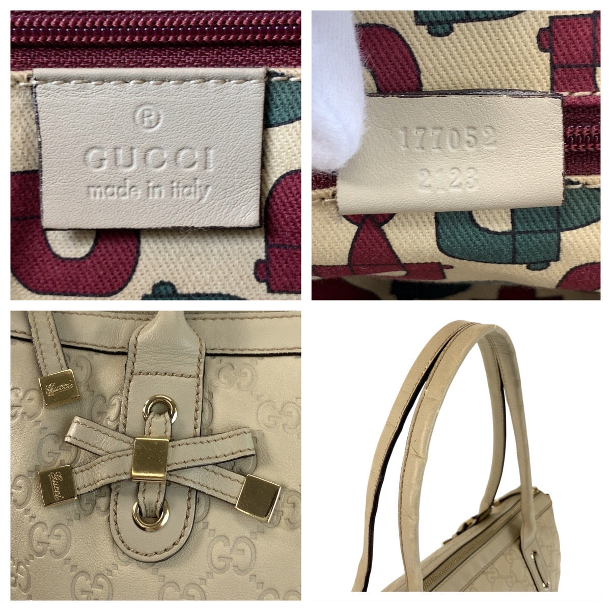 18984
GUCCI Guccissima Princy Beige Gold Hardware Leather 177052 Tote Bag Shoulder Bag Women's AB34
