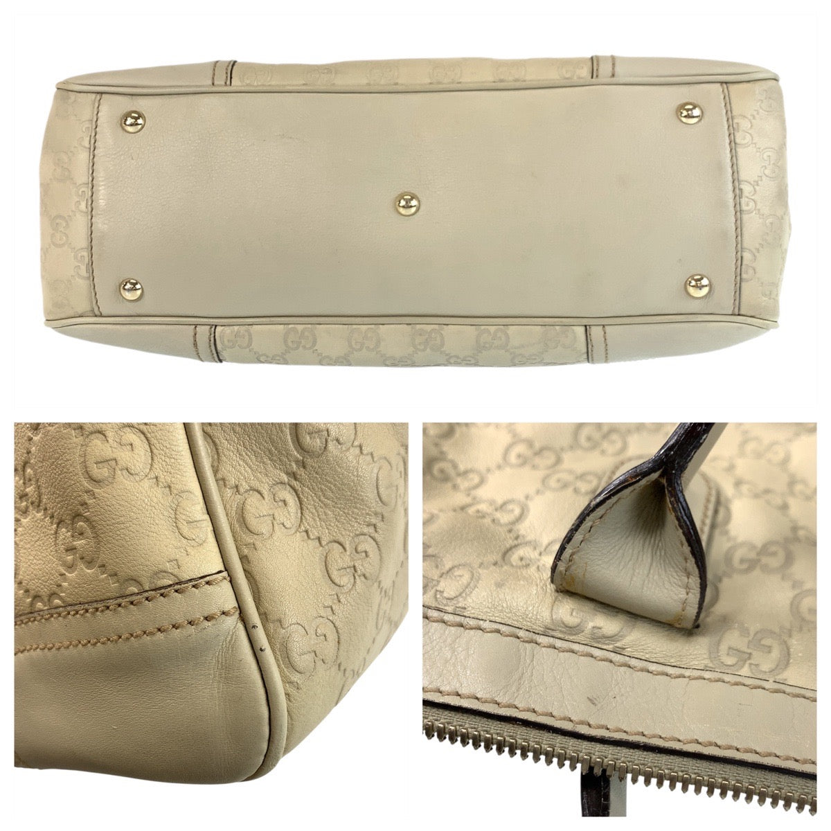 18984
GUCCI Guccissima Princy Beige Gold Hardware Leather 177052 Tote Bag Shoulder Bag Women's AB34