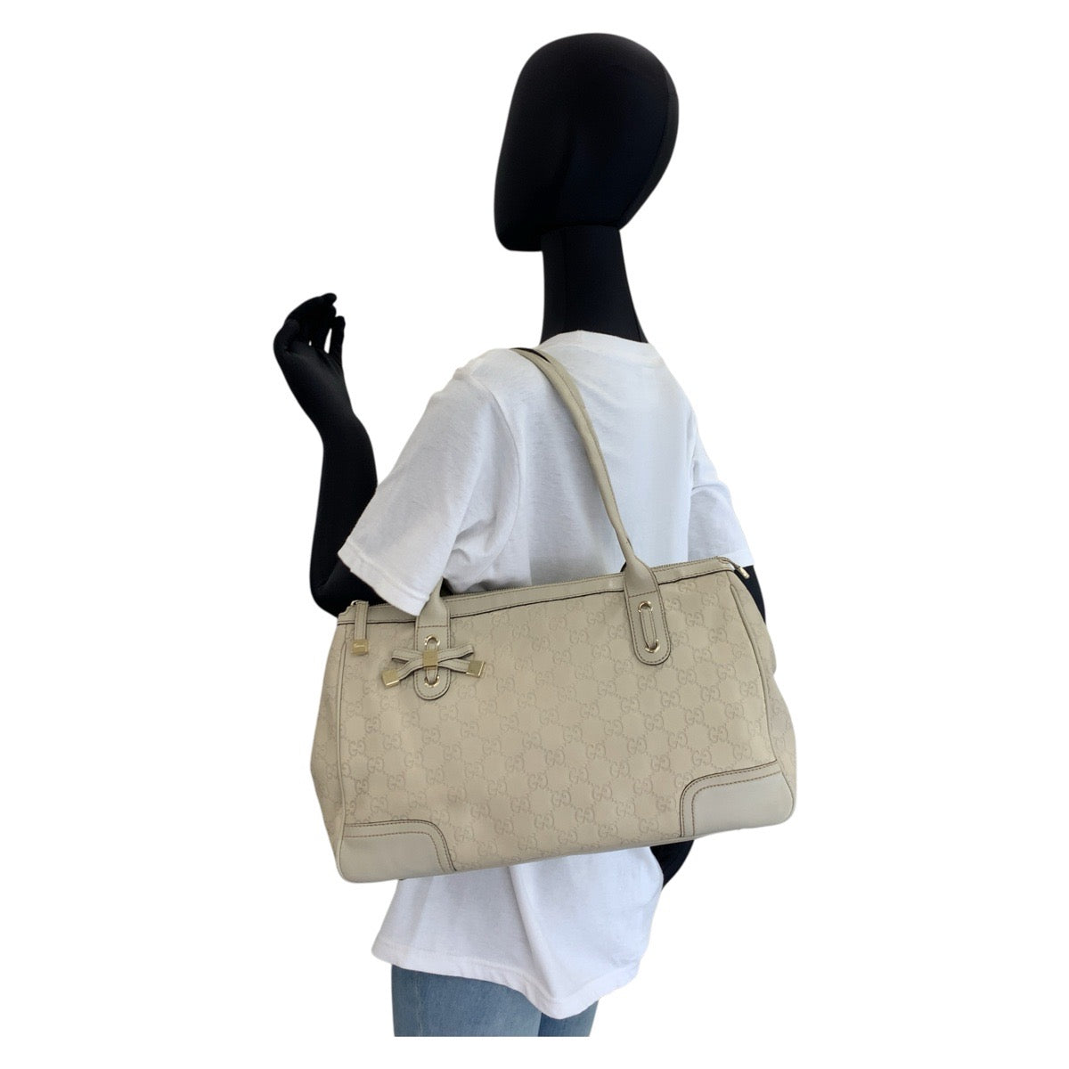 18984
GUCCI Guccissima Princy Beige Gold Hardware Leather 177052 Tote Bag Shoulder Bag Women's AB34