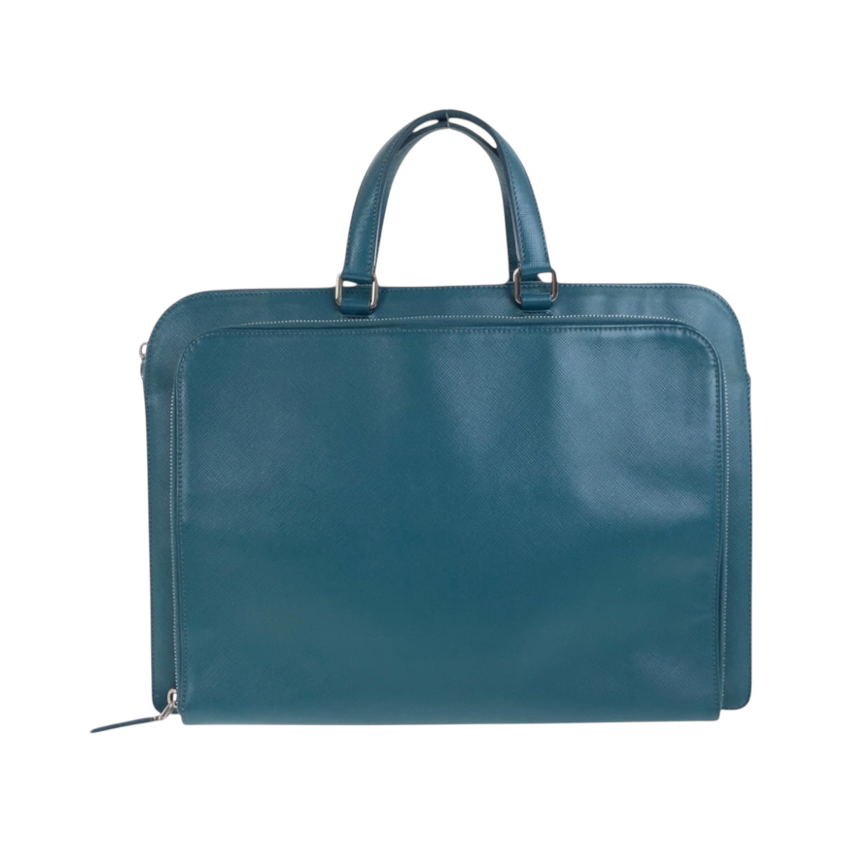 18985
PRADA プラダ サフィアーノ 三角ロゴプレート グリーン シルバー金具 レザー ビジネスバッグ ハンドバッグ レディース ABP59